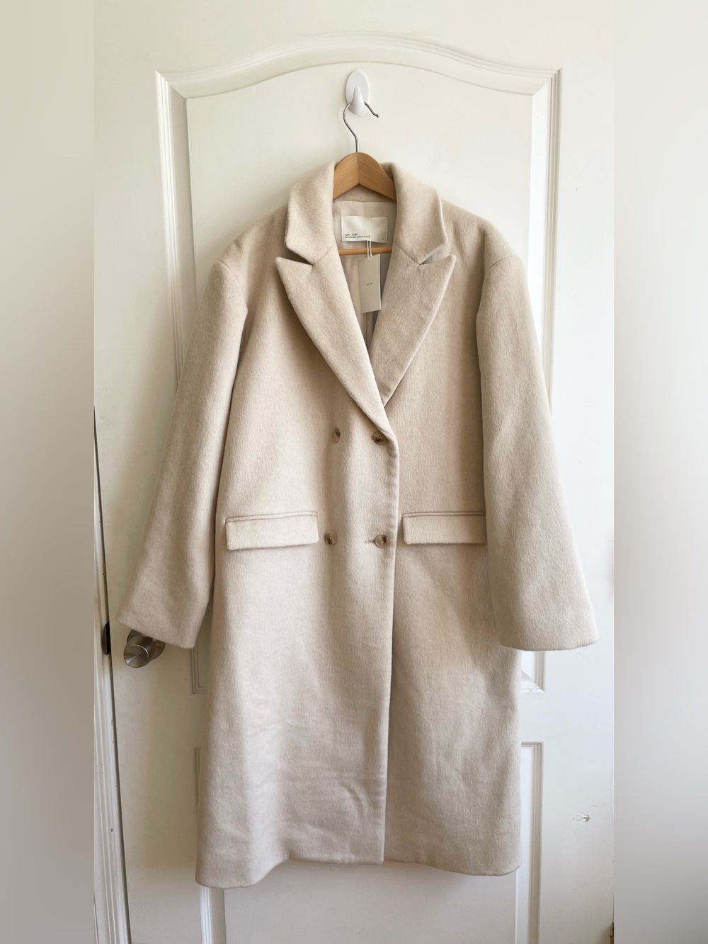 Oak + Fort Womens Boxy Oversized Over Coat Wool Blend Double Breasted S NEW